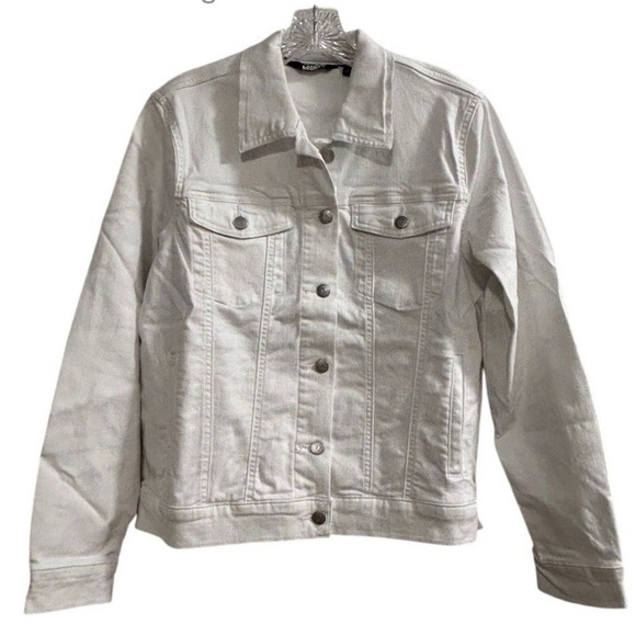 Lands' End Jackets & Blazers - Lands' End Women's White Denim Jean Jacket Size M Casual Formal Side Pockets